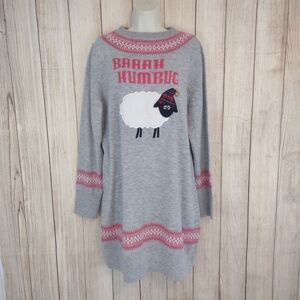 Rockin Around Christmas  Sweater dress Sheep Bell Gray Nordic Ugly Sweater XXL